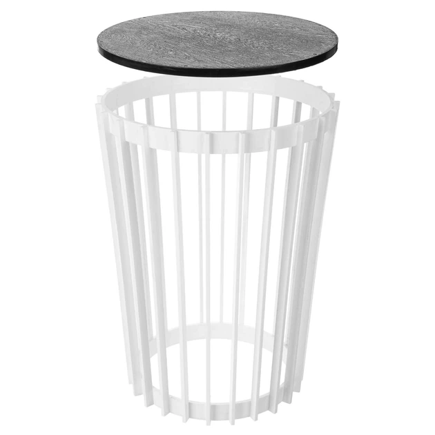 Stolik kawowy Kadax K12548 Aytre okrągły z ażurową konstrukcją 54 cm Czarno-biały (5906638323106) - obraz 5