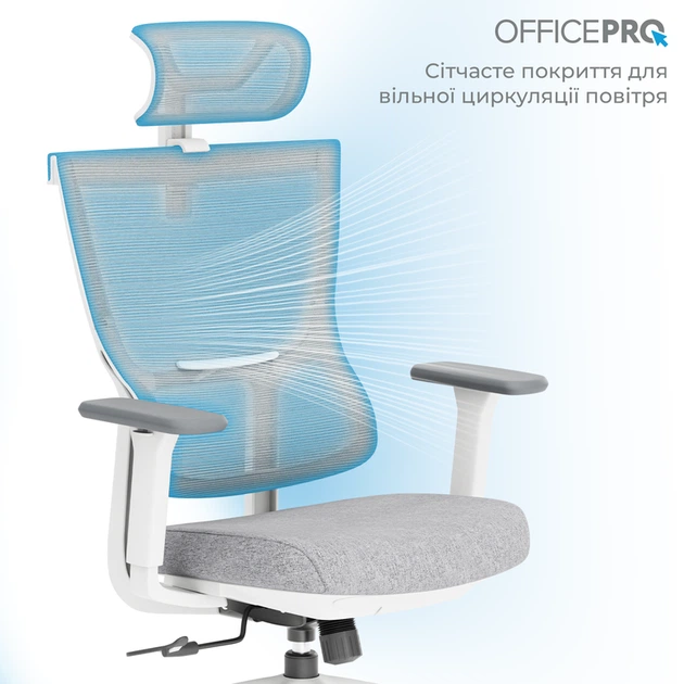 Крісло офісне OfficePro Elegant OC600-W-LG-LG - изображение 10