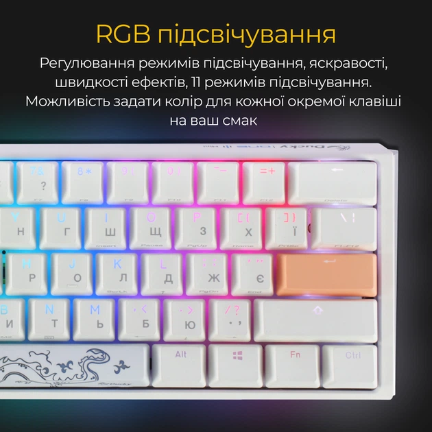 Механічна клавіатура Ducky One 3 Mini Cherry MX Brown RGB White UA - изображение 11
