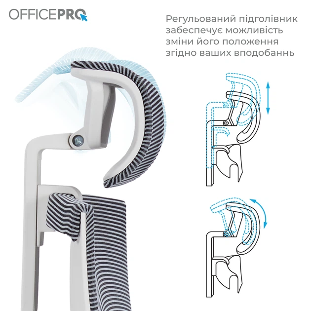 Крісло офісне OfficePro Balance OC620-W-DG-DG - Фото 10 Крісло офісне OfficePro Balance OC620-W-DG-DG - зображення 10