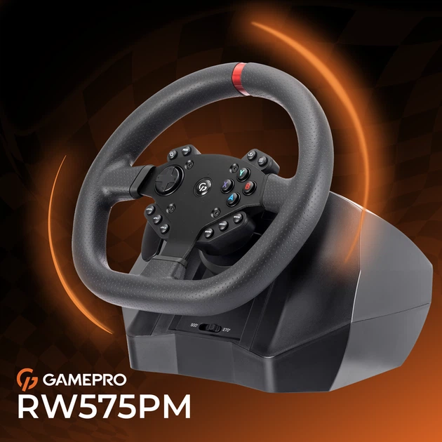 Ігрове кермо GamePro RW575PM з педалями та коробкою передач XBOX ONE/PS4/PS3/PC/SWITCH - Фото 8 Ігрове кермо GamePro RW575PM з педалями та коробкою передач XBOX ONE/PS4/PS3/PC/SWITCH - изображение 8