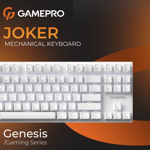 Дротова механічна клавіатура GamePro Genesis Joker (MK124W) 87% Red switches - зображення 8