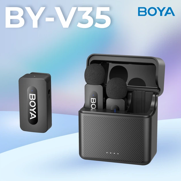 Бездротовий петличний мікрофон BOYA BY-V35 TRS for camera Black - изображение 7