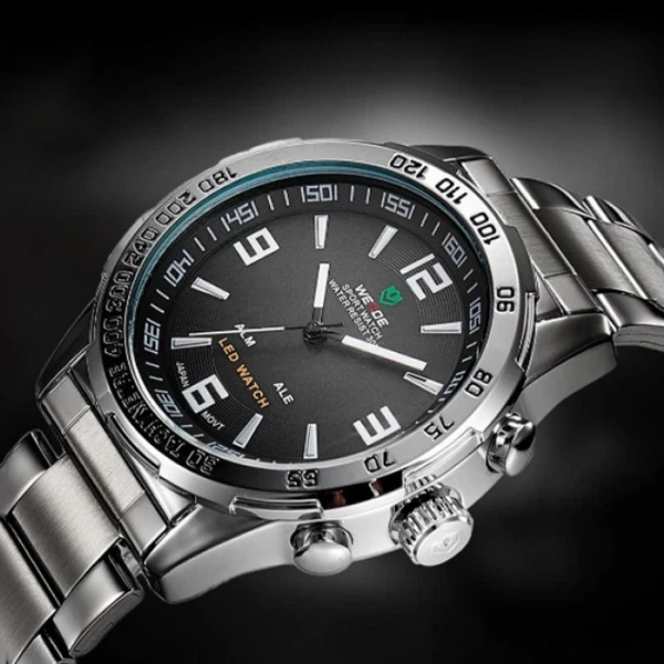 Чоловічий спортивний тактичний годинник Weide Standart Silver - изображение 8