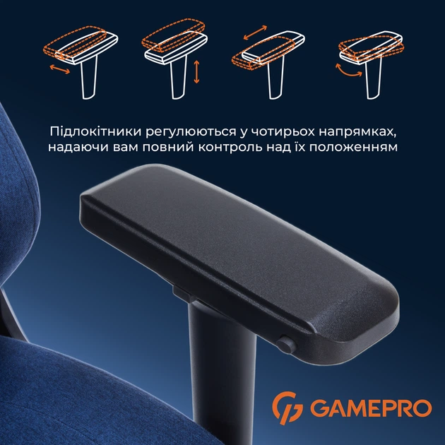 Крісло ігрове GamePro FGC750DB Fabric Dark Blue - зображення 12