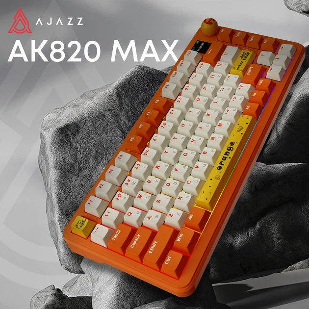 Бездротова механічна клавіатура Ajazz AK820 MAX Avocado Switch Orange-White Theme-RGB--With Screen - зображення 7