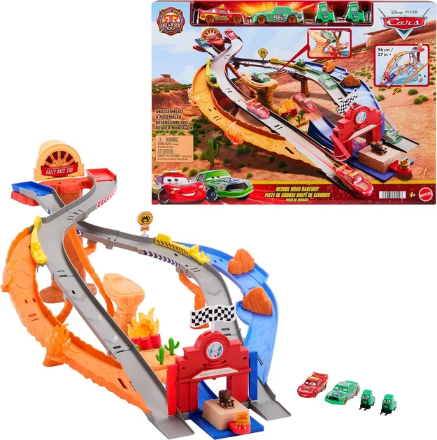 Трек Дисней Тачки Спасательная Гоночная Трасса Disney Pixar Cars Lightning Rescue Road Raceway Mattel JFL57 - изображение 3