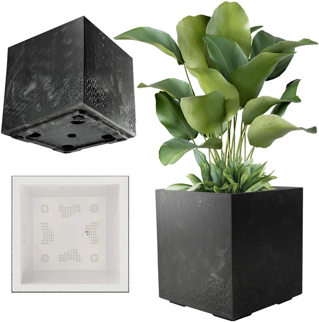 Горщик для квітів пластиковий Kadax Karo Eco 39 x 39 см Чорний (5903699495933) - зображення 2