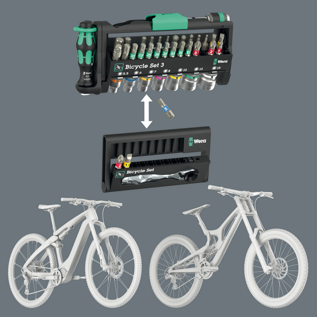 Набор бит и головок торцевых с трещеткой Wera Bicycle Set 3 OLD version (39 предметов) (05004172001) - изображение 3