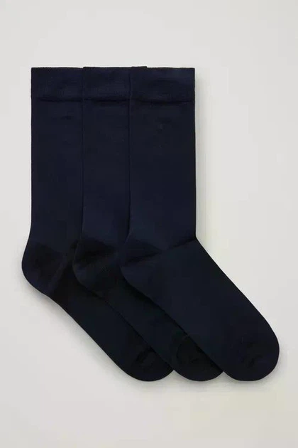 Набір шкарпеток COS 3-pack mercerised cotton socks 0829310002 40-42 Синій - Фото 1 Набір шкарпеток COS 3-pack mercerised cotton socks 0829310002 40-42 Синій - изображение 1