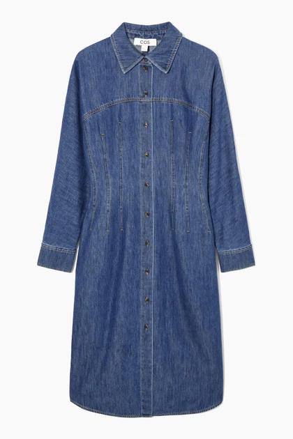 Джинсова сукня COS oversized waisted denim shirt dress 1201874001 38 Синій - Фото 8 Джинсова сукня COS oversized waisted denim shirt dress 1201874001 38 Синій - изображение 8