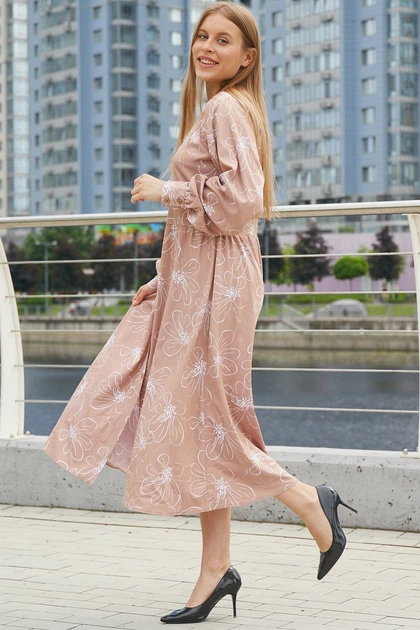 Жіноча сукня з тонкого джинсу в квіти LadyLike 46 Бежевий (ll2214316789407) - зображення 2