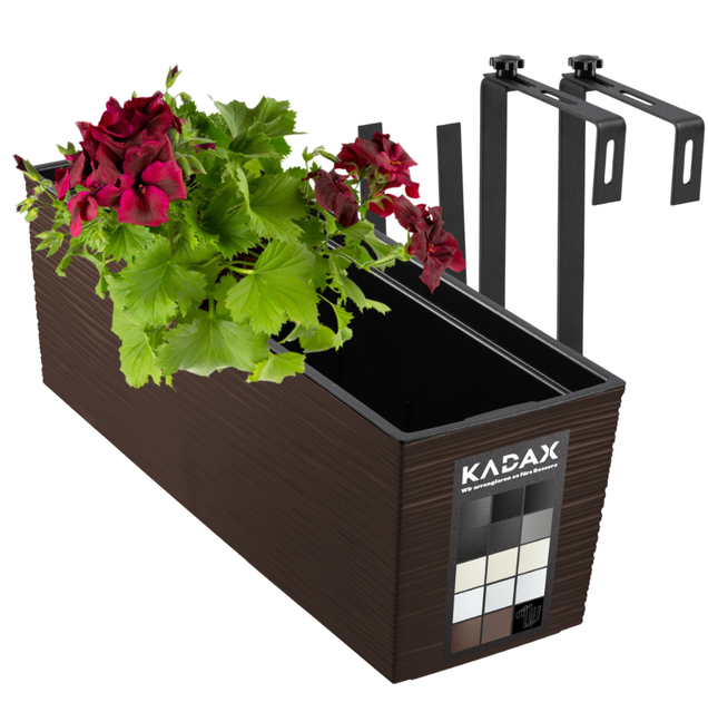 Горщик Балконна скринька Kadax Begonia Dluto з ручками 19x56 см Мокка (5903699428856) - зображення 2