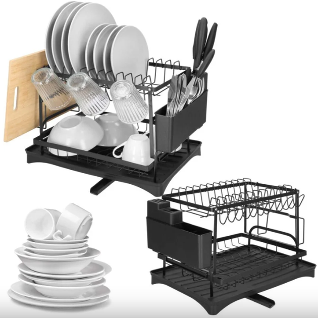 Suszarka do naczyń Springos metalowa dwupoziomowa 42 x 30 x 31.5 cm Czarna (5908455300513) - obraz 8