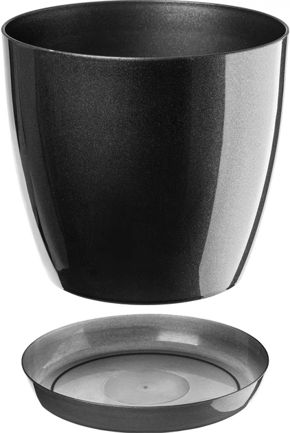 Горщик для квітів Kadax Agen з підставкою 28 см Графітовий 3 шт. (K10595) - зображення 4