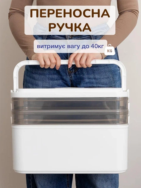 Контейнер для хранения лекарств 11 л домашняя дорожная сумка медицинская Hausland компактная переносная 3 яруса таблетка органайзер для бадов 16×29.7×23.7 см белый (02650002) - изображение 4