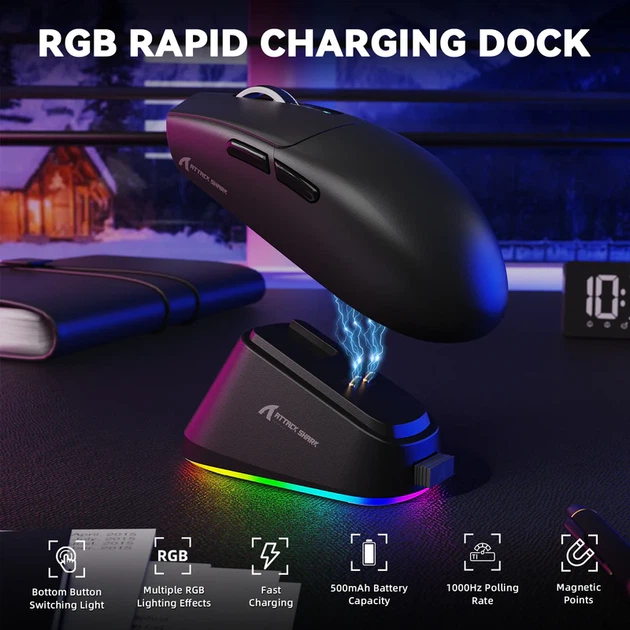 Ігрова миша професійна ATTACK SHARK G3 PRO | 3 режими підключення | Dock-станція - Фото 3 Ігрова миша професійна ATTACK SHARK G3 PRO | 3 режими підключення | Dock-станція - зображення 3