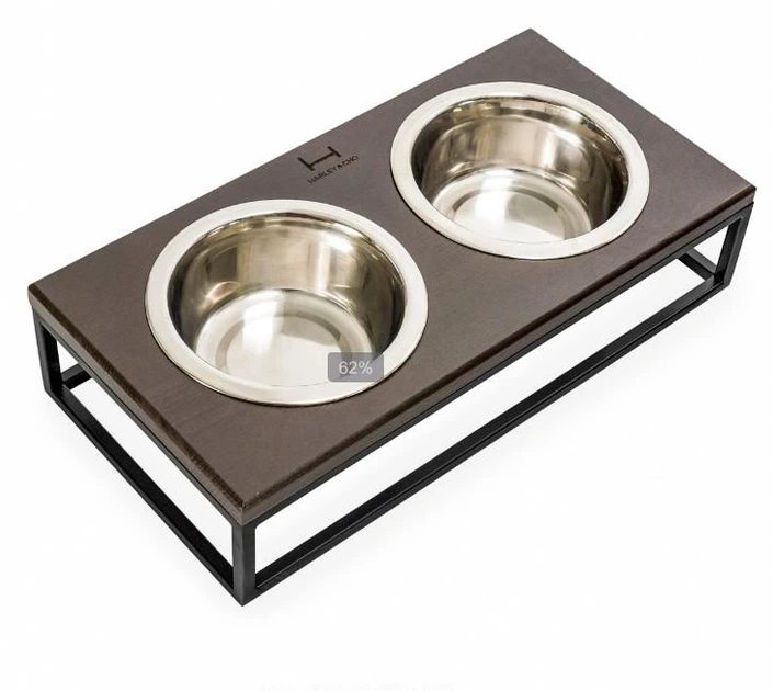 Миски на підставці Harley and Cho Lunch Bar Brown wood + Black M 42x21x10cm / Миски по 0,75л Коричневий + чорний (HC-003300033) - зображення 6