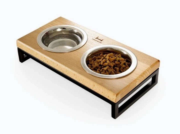Миски на підставці Harley and Cho Lunch Bar Natural wood + Black S 36x18x7cm / Миски по 0,45л Натуральний + чорний (HC-003300002) - зображення 4
