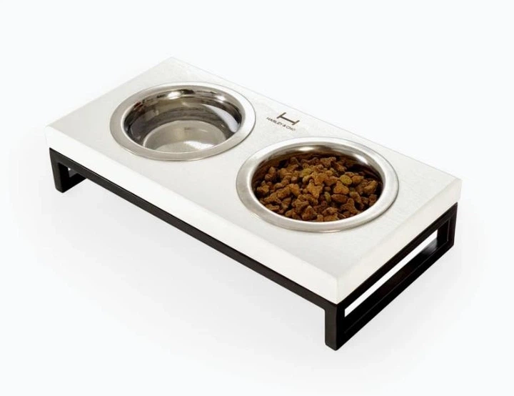 Миски на підставці Harley and Cho Lunch Bar White wood + Black S 36x18x7cm / Миски по 0,45л Білий + чорний (HC-003300060) - зображення 5