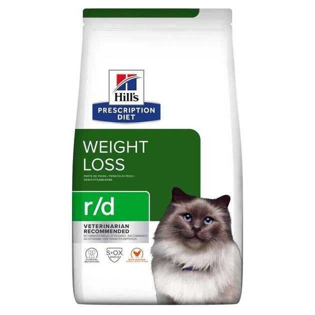Hill’s Prescription Diet weight loss r/d Сухий корм для котів для зниження ваги, з куркою, 1,5 кг - Фото 2 Hill’s Prescription Diet weight loss r/d Сухий корм для котів для зниження ваги, з куркою, 1,5 кг - изображение 2