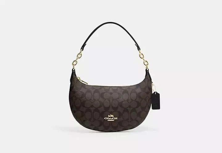 Женская сумка COACH Payton Hobo In Signature Canvas (коричневая) - Фото 2 Женская сумка COACH Payton Hobo In Signature Canvas (коричневая) - изображение 2