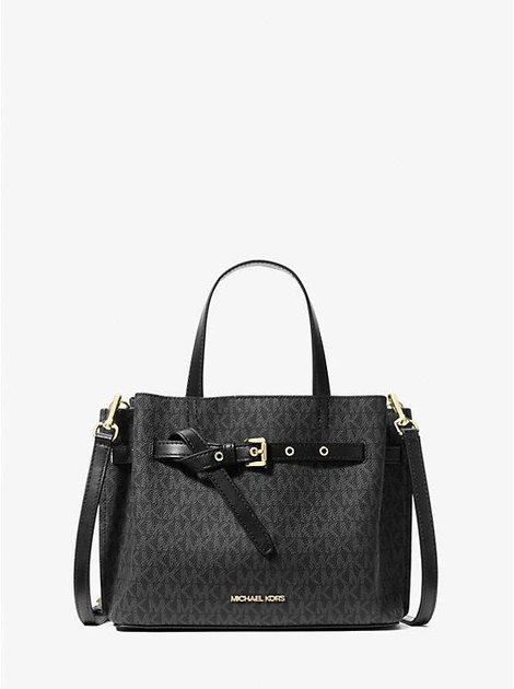 Жіноча сумка Michael Kors Emilia Small Logo Satchel чорна - зображення 2