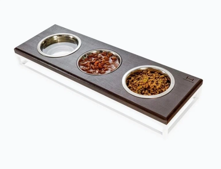 Три миски на подставке Harley and Cho Lunch Bar Brown wood + White S 54x18x7cm / Миски по 0,45л Коричневый + белый (HC-003300093) - Фото 3 Три миски на подставке Harley and Cho Lunch Bar Brown wood + White S 54x18x7cm / Миски по 0,45л Коричневый + белый (HC-003300093) - изображение 3