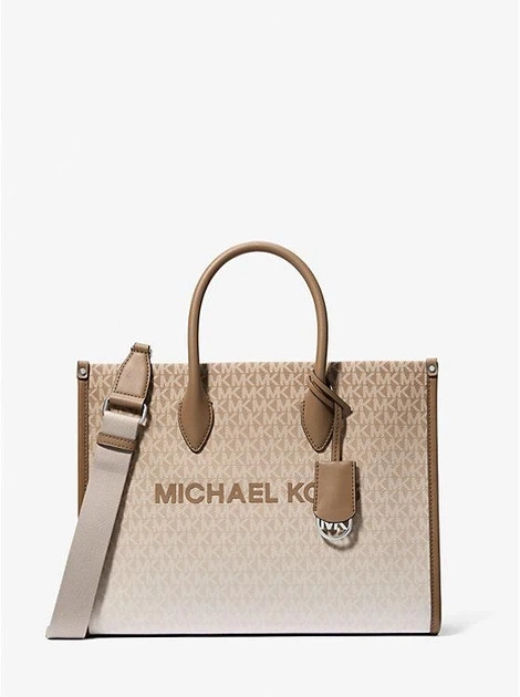 Жіноча сумка Michael Kors Mirella Medium Ombré Logo Tote Bag (бежева) - Фото 2 Жіноча сумка Michael Kors Mirella Medium Ombré Logo Tote Bag (бежева) - зображення 2