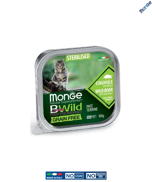 Беззерновой влажный корм Monge Cat Wet Bwild Grain Free Sterilised кабан с овощами 0.1 кг (012904) - изображение 2