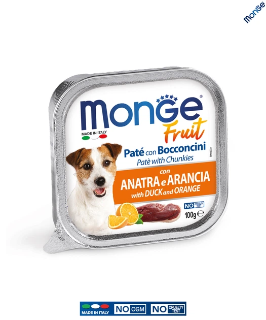 Вологий корм Monge Dog Wet FRUIT качка з апельсином 0.1 кг (013239) - Фото 2 Вологий корм Monge Dog Wet FRUIT качка з апельсином 0.1 кг (013239) - зображення 2