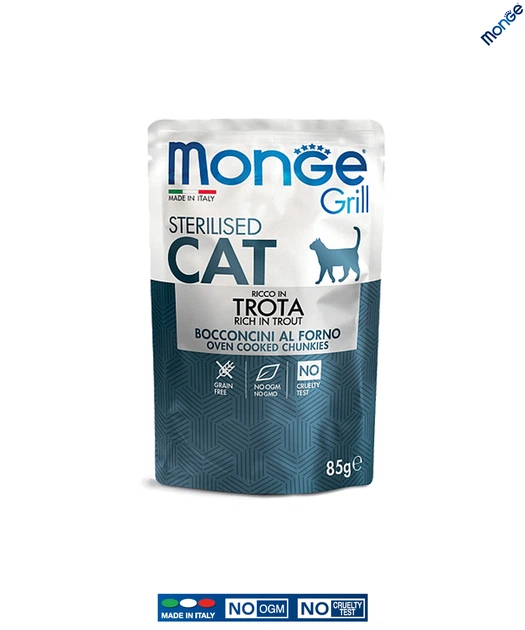 Влажный корм Monge Cat GRILL Wet Sterilised форель 0.085 кг (013659) - изображение 2