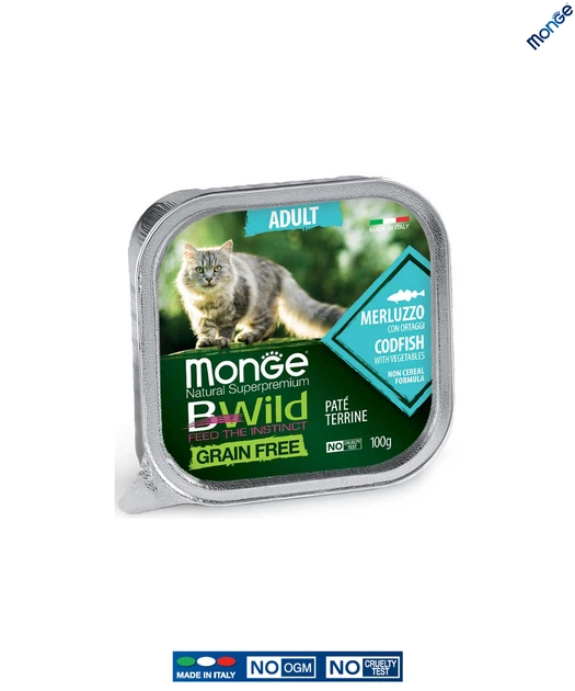 Беззерновой влажный корм Monge Cat Wet Bwild Grain Free Adult треска с овощами 0.1 кг (012867) - изображение 2