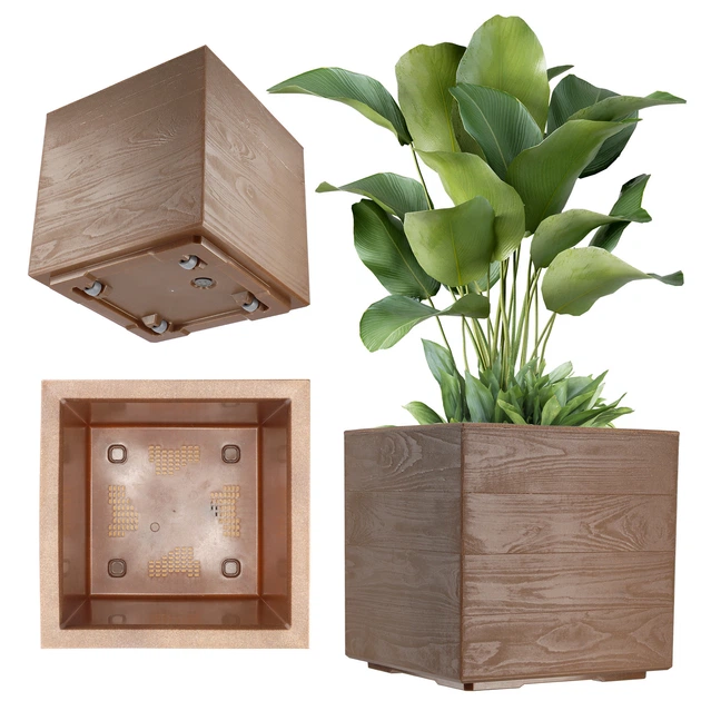 Горщик для квітів пластиковий Kadax Karo Eco 40x40 см Coffee (5903699428672) - зображення 2