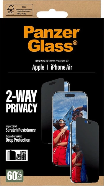 Захисне скло Panzer Glass Privacy Screen Protector Ultra-Wide Fit для Apple iPhone Air (PG74944) - зображення 5