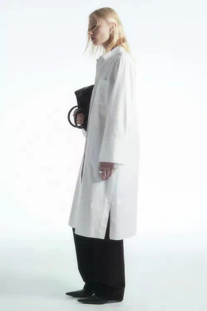 Сукня жіноча COS deconstructed midi shirt dress 1228158001 36 Білий - Фото 4 Сукня жіноча COS deconstructed midi shirt dress 1228158001 36 Білий - изображение 4