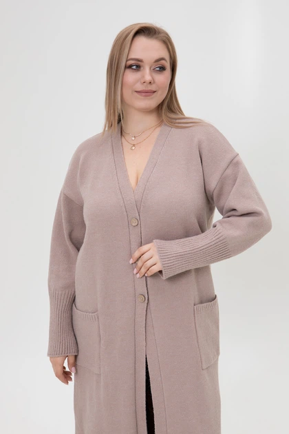 Жіночий в’язаний кардиган-пальто Арго з кишенями SEWEL 50-52 XL Бежевий (sw-2000000302751) - изображение 5