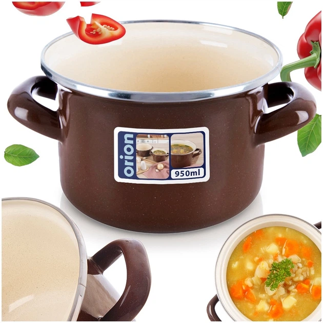 Каструля емальована Orion Brown Коричнева 950 мл (8592381218461) - зображення 7