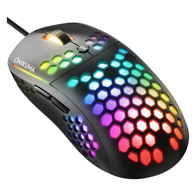 Ігрова миша комп'ютерна Onikuma CW903 Black з RGB підсвіткою дротова ...
