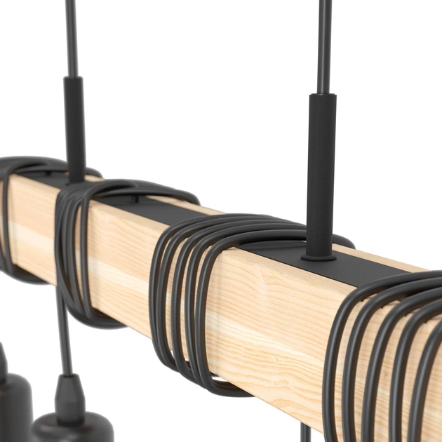 Підвісний світильник Eglo TOWNSHEND E27 4x60Вт Чорний/Коричневий 43512 (9002759435127) - зображення 3