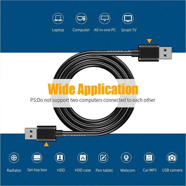 Дата кабель USB 3.0 AM/AM 2.0m 5Gbps black Essager (EXCAA-YTD01) - Фото 7 Дата кабель USB 3.0 AM/AM 2.0m 5Gbps black Essager (EXCAA-YTD01) - зображення 7
