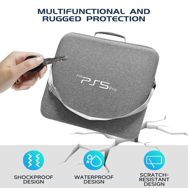 Жорстка сумка для PS5 Pro з великою місткістю — кейс для консолі та геймпадів - изображение 9