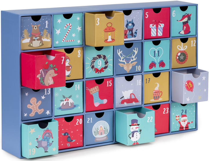 Adwentowy kalendarz świąteczny Springos z 24 szufladkami do wypełnienia 39 X 7 X 25 cm (5908455302944) - obraz 2