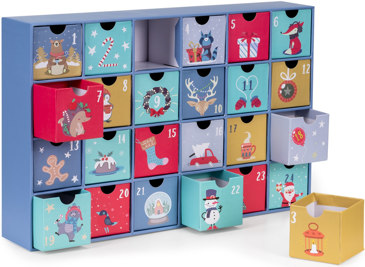 Adwentowy kalendarz świąteczny Springos z 24 szufladkami do wypełnienia 39 X 7 X 25 cm (5908455302944) - obraz 3