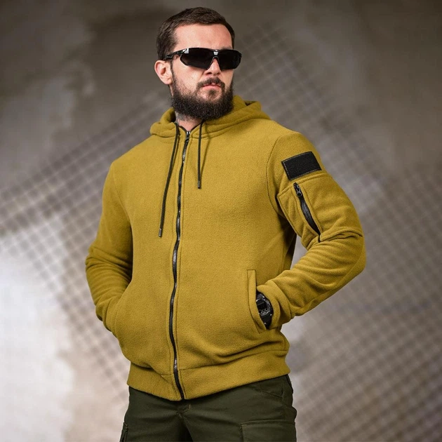 Флісова Кофта Mustard з липучкою для шеврону койот розмір S - Фото 3 Флісова Кофта Mustard з липучкою для шеврону койот розмір S - зображення 3