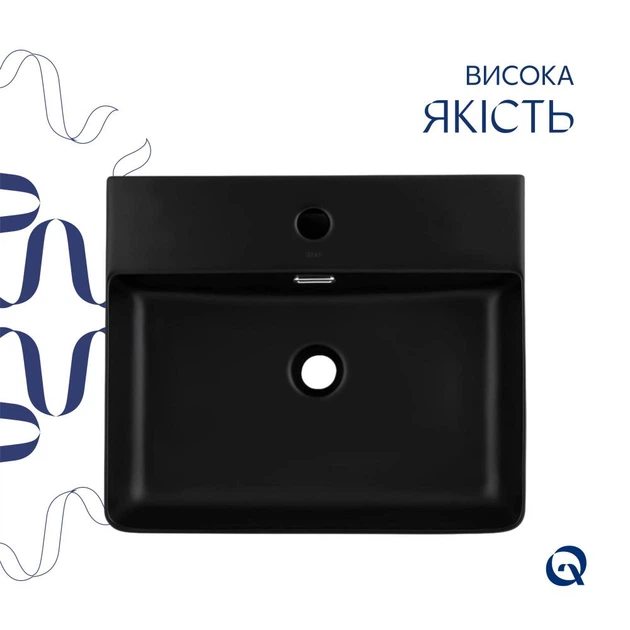 Раковина підвісна Qtap Nando 500х420 прямокутна, чорна матова (QT12116146AMB) - Фото 4 Раковина підвісна Qtap Nando 500х420 прямокутна, чорна матова (QT12116146AMB) - зображення 4