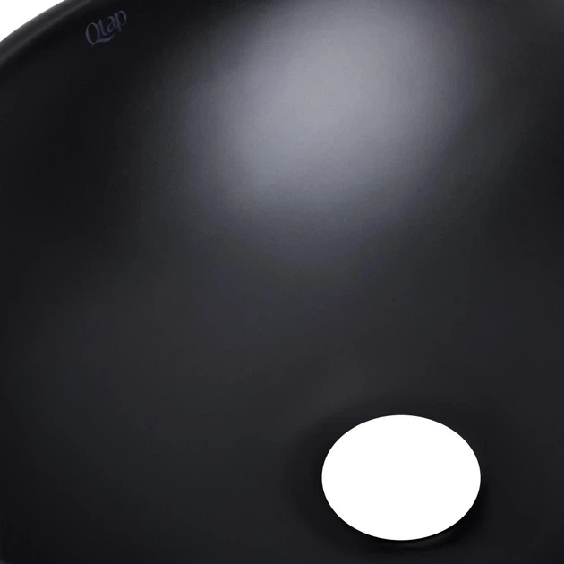 Раковина накладная Qtap Dove 415х340 овальная, черная матовая (QT06116062AMB) - изображение 5