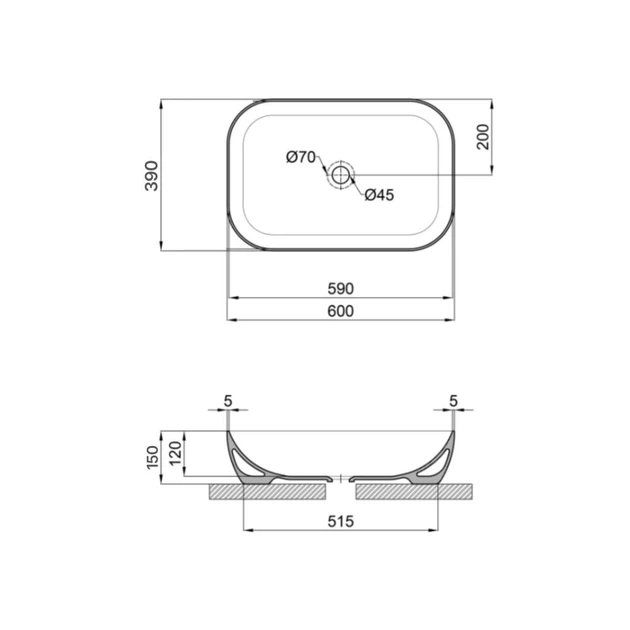 Раковина накладная Qtap Robin 600x390 прямоугольная, черная матовая (QT132143PMBMBN) - Фото 2 Раковина накладная Qtap Robin 600x390 прямоугольная, черная матовая (QT132143PMBMBN) - изображение 2