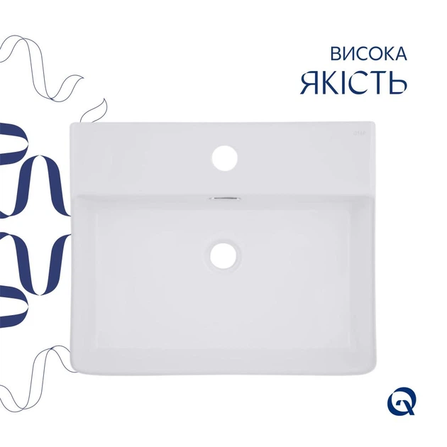 Раковина подвесная Qtap Nando 610х420 прямоугольная, белая матовая (QT12116146W) - изображение 5