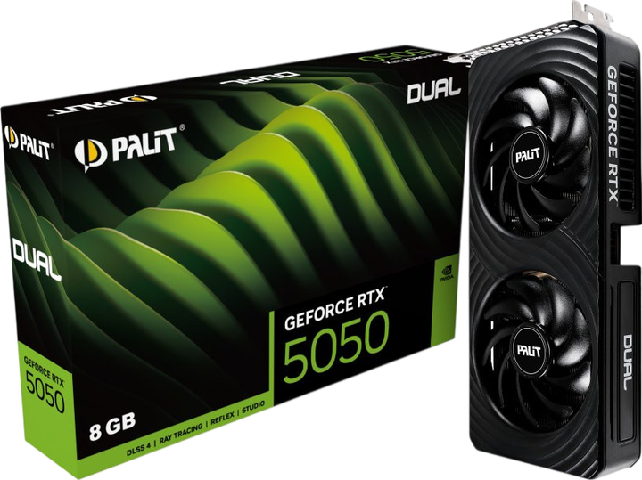 Видеокарта GeForce RTX 5050 8GB Palit Dual (NE65050019P1-GB2070D) - Фото 1 Видеокарта GeForce RTX 5050 8GB Palit Dual (NE65050019P1-GB2070D) - изображение 1